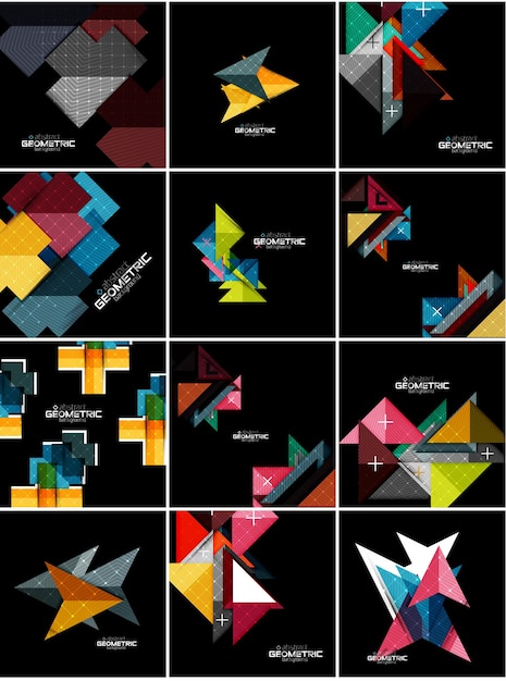 Vector geometrical banner set