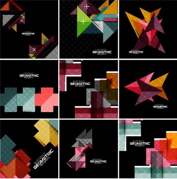 Vector geometrical banner set