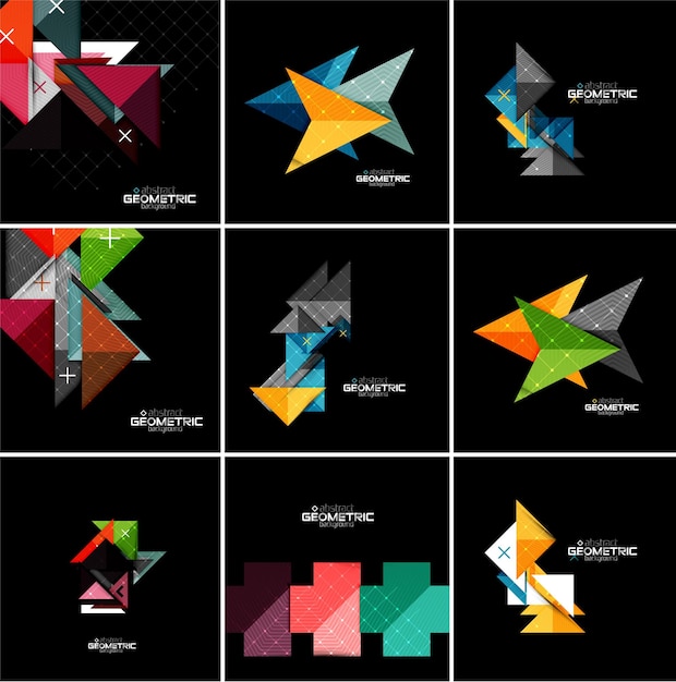 Vector geometrical banner set