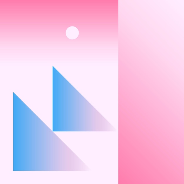 Vector geometrische gladde blauw roze gradiënt achtergrond in materiaal ontwerpstijl eenvoudig minimalistisch kleurrijk patroon op basis van raster- en keyline vormen Artwork Business Web presentatie Cover Fabric
