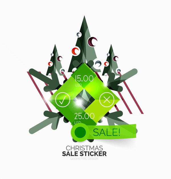 Vector vector geometrische kerst verkoop stickers