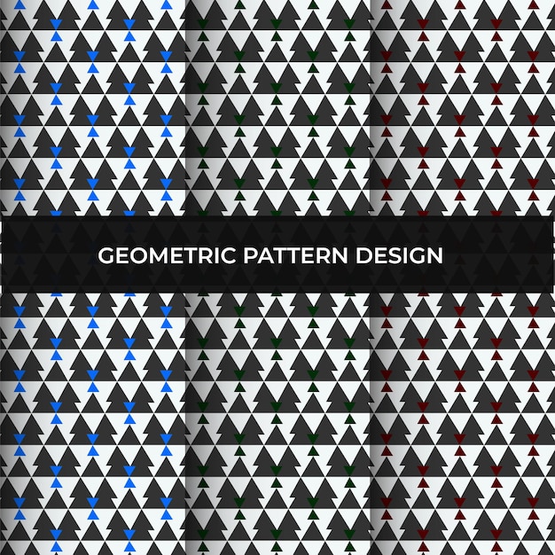 Vector geometrische naadloze patronen collectie Zwarte en heldere kleurrijke achtergrond swatches