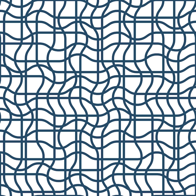 Vector geometrische naadloze patroon, abstracte eindeloze compositie gemaakt met golvende lijnen. zwart-witte achtergrond met verstrengelde dunne lijnen.