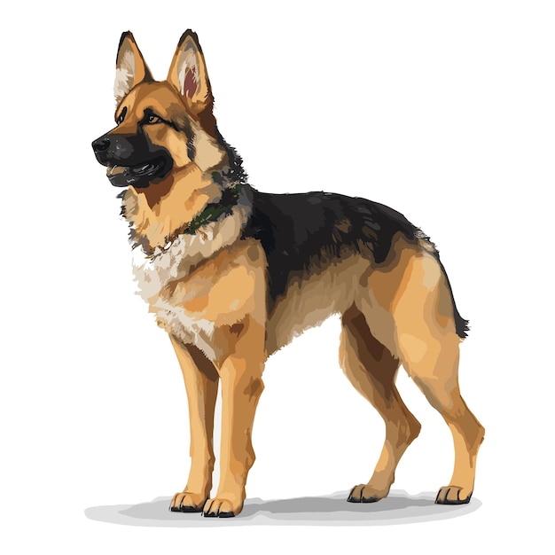 Vector vector german shepherd dog animal clipart editable white background