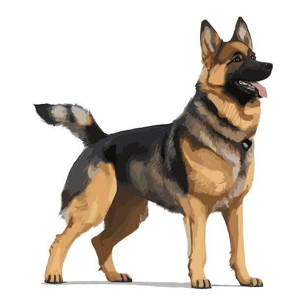 Vector vector german shepherd dog animal clipart editable white background