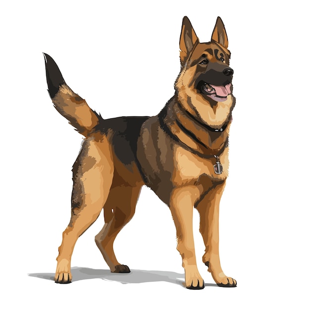 Vector german shepherd dog animal clipart editable white background