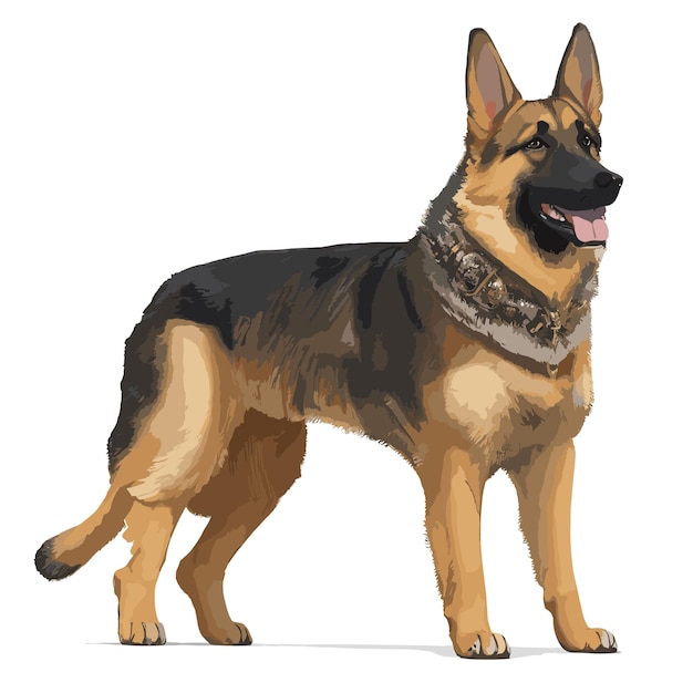 Vector German Shepherd Dog animal clipart editable white background