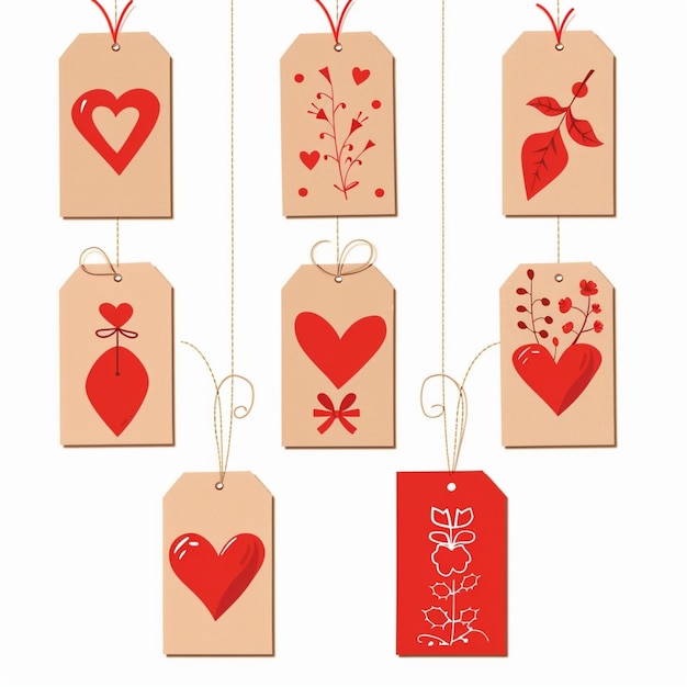 Vector vector geschenk label van tot romantische rode witte platte set informatie tag valentine geschenk papier leeg