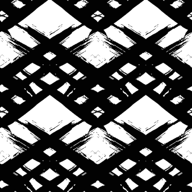 Vector geschilderd patroon geometrische achtergrond met textuur abstract naadloos patroon van penseelstreken zwarte en witte kleuren ongebruikelijk ontwerp