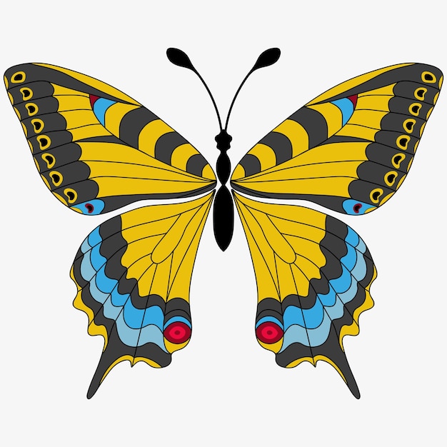Vector vector gestileerde vlinder machaon geïsoleerd op wit