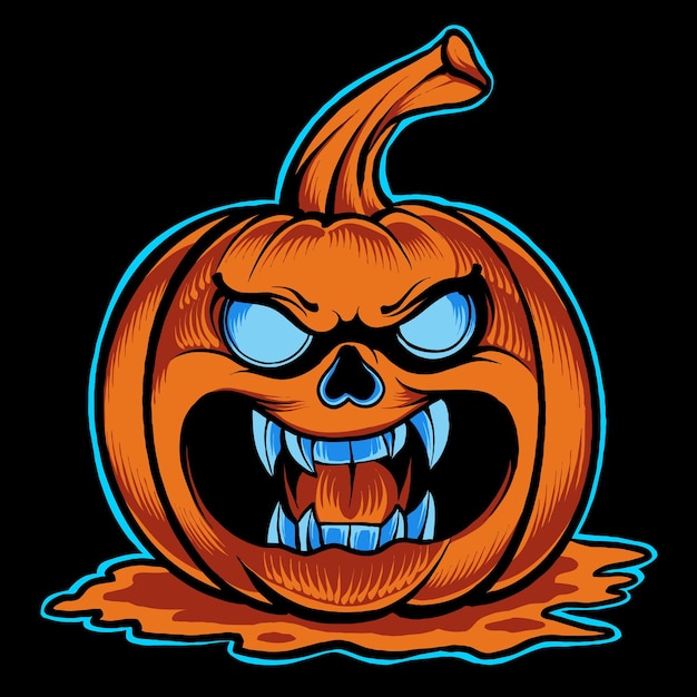 vector ghost pumpkin with scary illustration