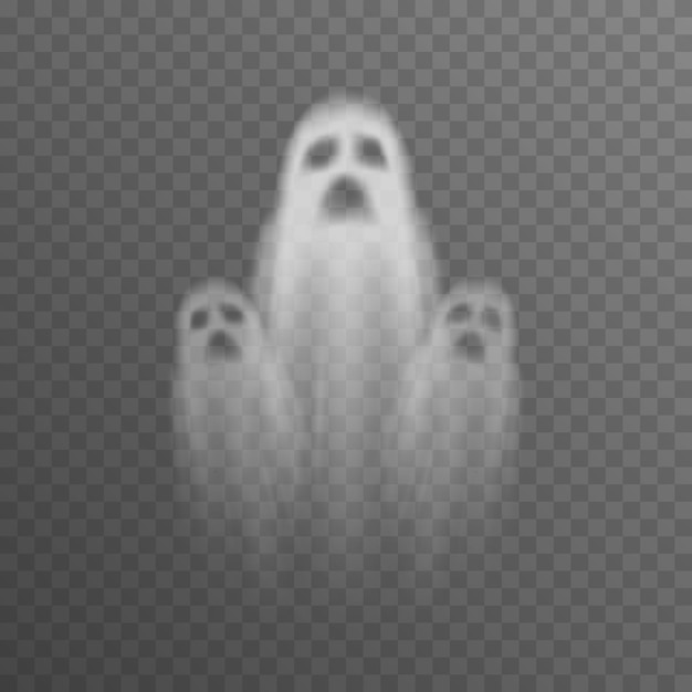 Vector vector ghosts on isolated transparent background. ghost png. halloween object.