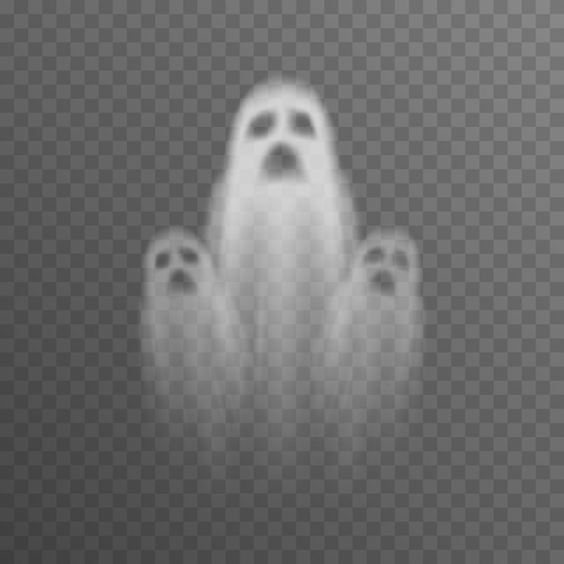 Vector ghosts on isolated transparent background. Ghost PNG. Halloween object.