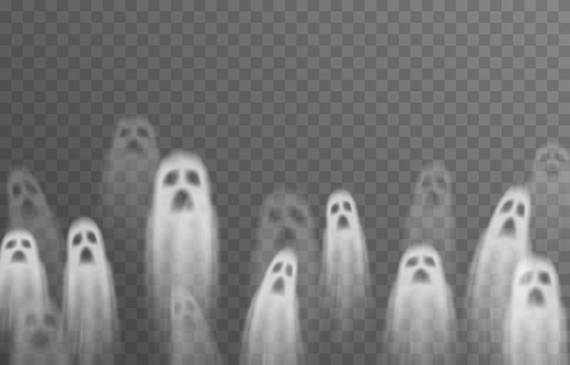 Vector vector ghosts on isolated transparent background. ghost png. halloween object.