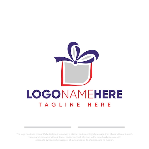 Vector gift box icon logo template with transparent background
