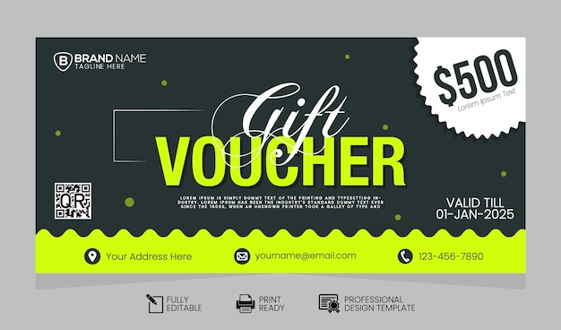 Vector Gift Voucher Design Template. Gift Voucher Template Promotion Sale Discount