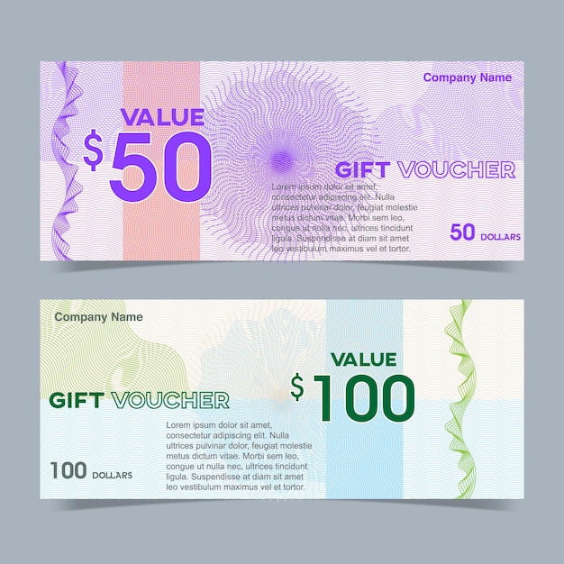 Vector vector gift voucher template with a guilloche