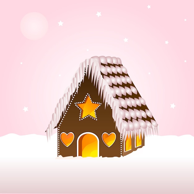 Vector gingerbread house on isolated background