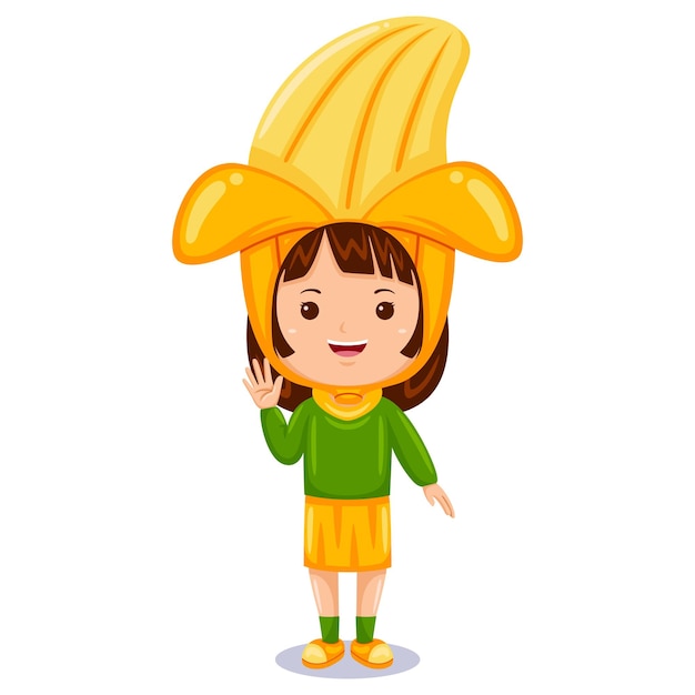 Vector girl kids banana character costume