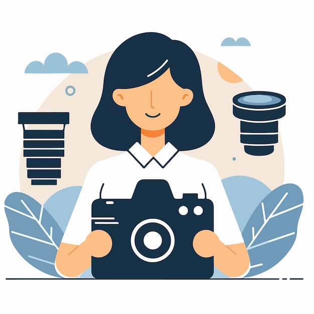 Vector vector girl photographer