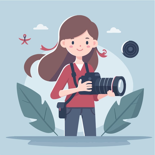 Vector vector girl photographer