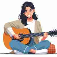 Vector vector girl playing the guitar