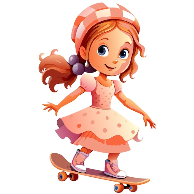 Vector vector girl playing skeatboard