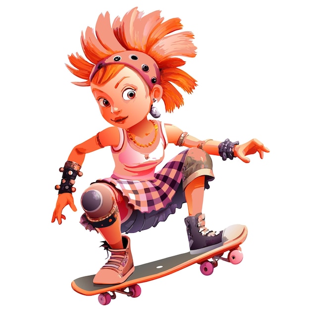 Vector vector girl playing skeatboard