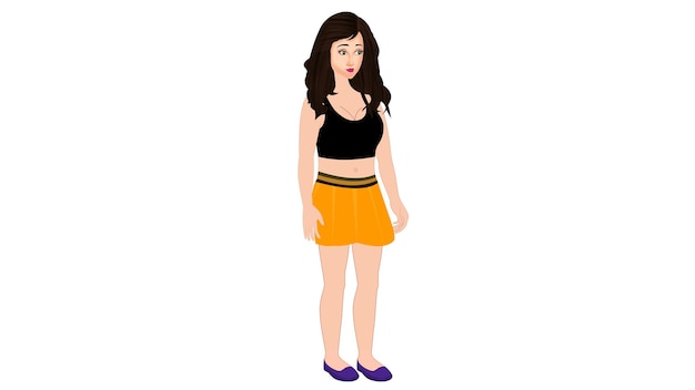 Vector girl in a skirt cute girl isolated vector illustration