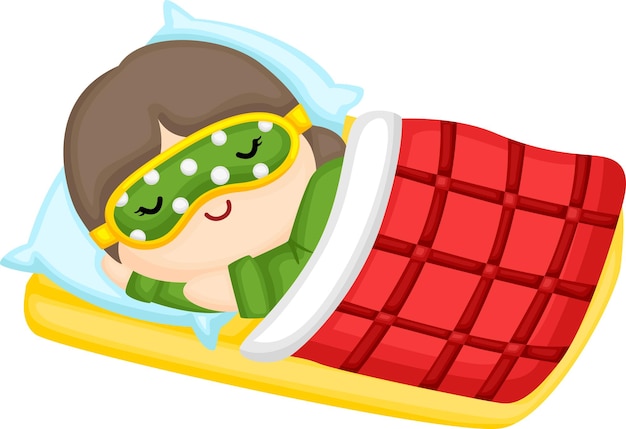 a vector of a girl sleeping with a sleep mask