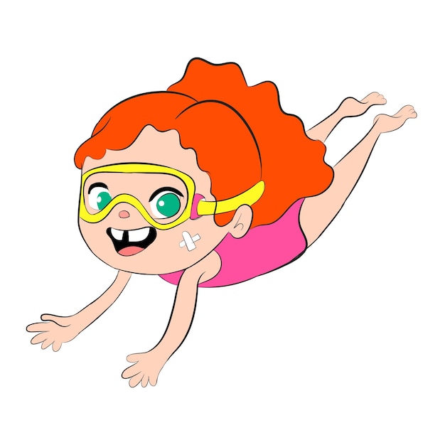 Vector vector girl swimming in summer