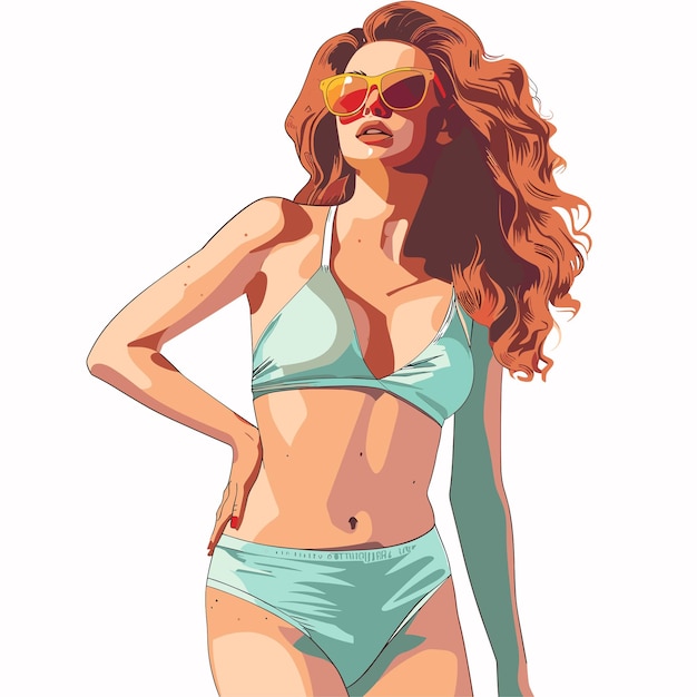 Vector vector girl in a swimsuit on a white background generative ai