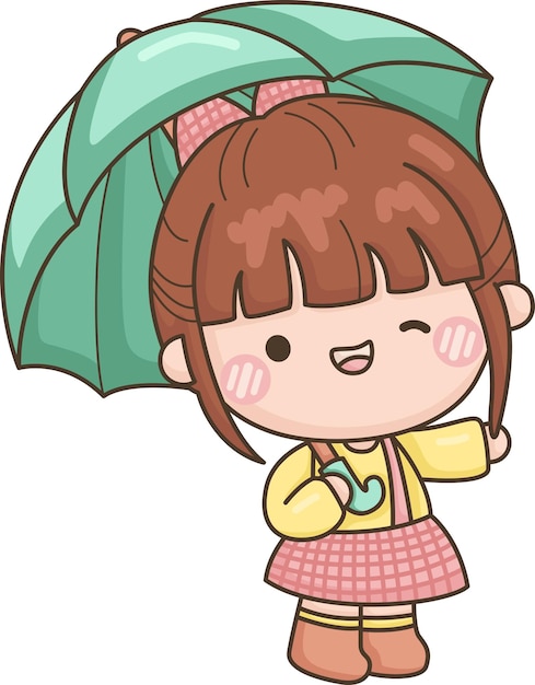 우산을 들고 있는 소녀의 터