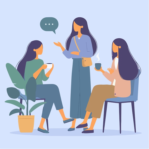 Vector girls are socializing