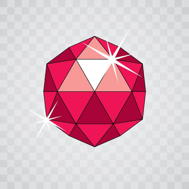 Vector glanzende rode robijn symbool. Luxe diamant pictogram, afbeelding.