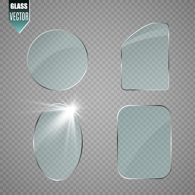 Vector vector glass banners on transparent background.empty transparent glass frame.