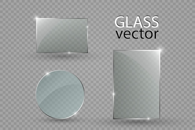 Vector glass banners on transparent backgroundEmpty transparent glass frame