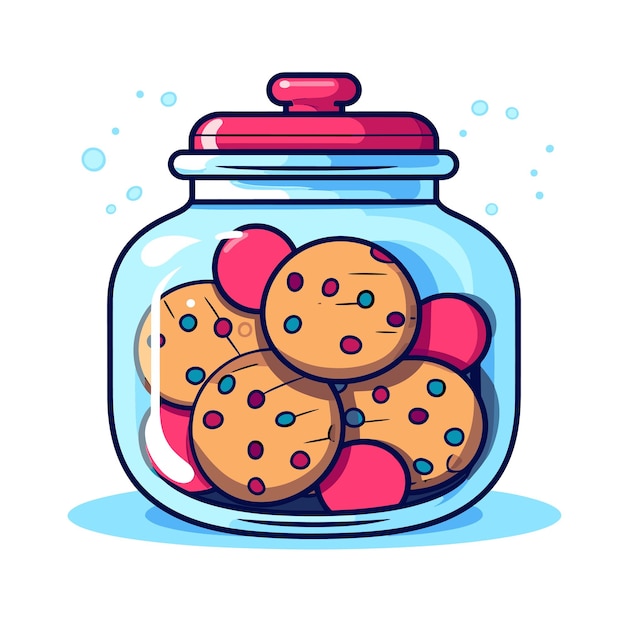 Vector vector of a glass jar filled with cookies on a table