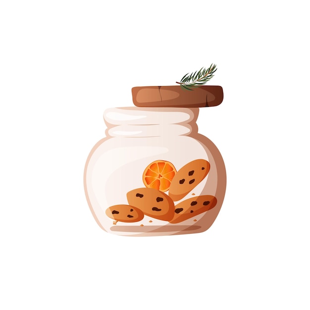 Vector glass jar with cookies and chocolate chips