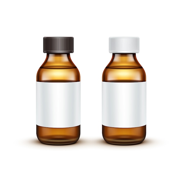 vector glass medical bottle with liquid fluid