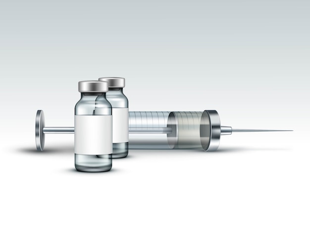 vector glass medical syringe isolated on white