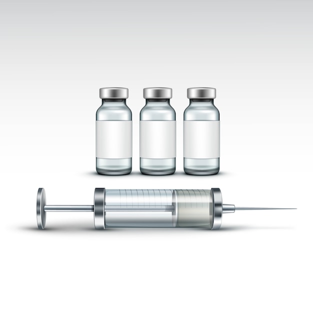 Vector vector glass medical syringe isolated on white