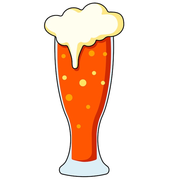 Vector glass with beer in flat style.