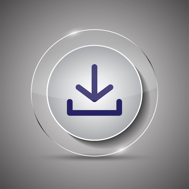 Vector vector glassy icon download button design