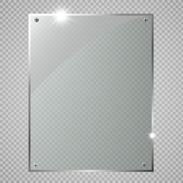 Vector glazen banners op transparante achtergrond Lege transparante glazen frame Schone vector