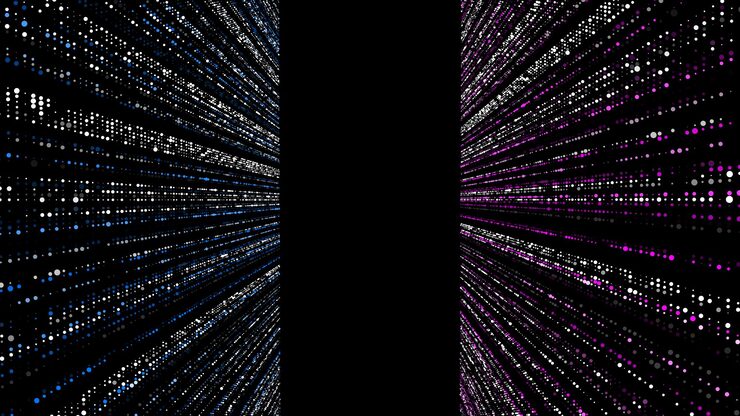 Vector vector glitch double texture background abstract halftone with noise effect and dots screen texture with matrix or binary code