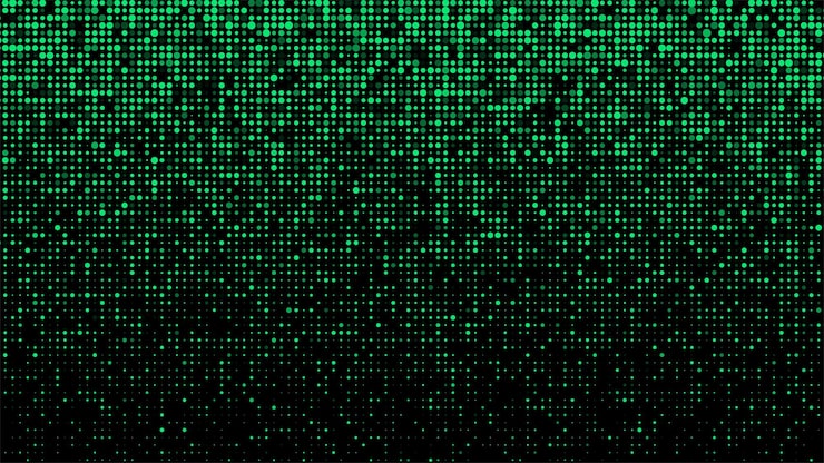 Vector vector glitch texture background abstract halftone with noise effect and dots screen with matrix or binary code