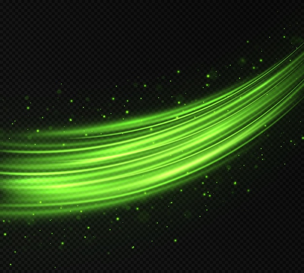 vector glitter light of green flare trace or magic glitter particles sparkles