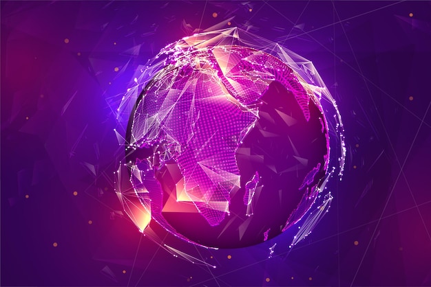 Vector globe planeet aarde van stippen concept bigdata verwerking en gegevensverzameling