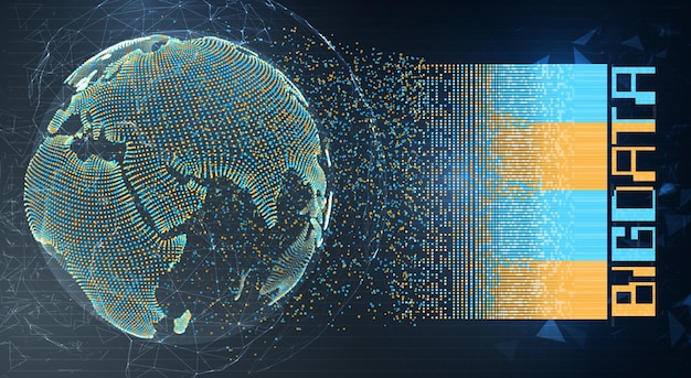 Vector globe planeet aarde van stippen concept bigdata verwerking